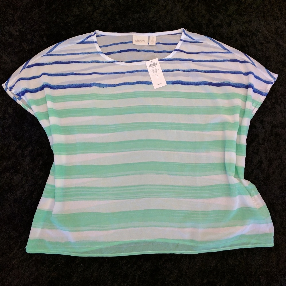 Nwt Chico' size 3 sheer sleeveless shirt green